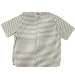 Eddie Bauer Men Beige Plaid Cotton Button Shirt 2XL Tall Short Sleeve